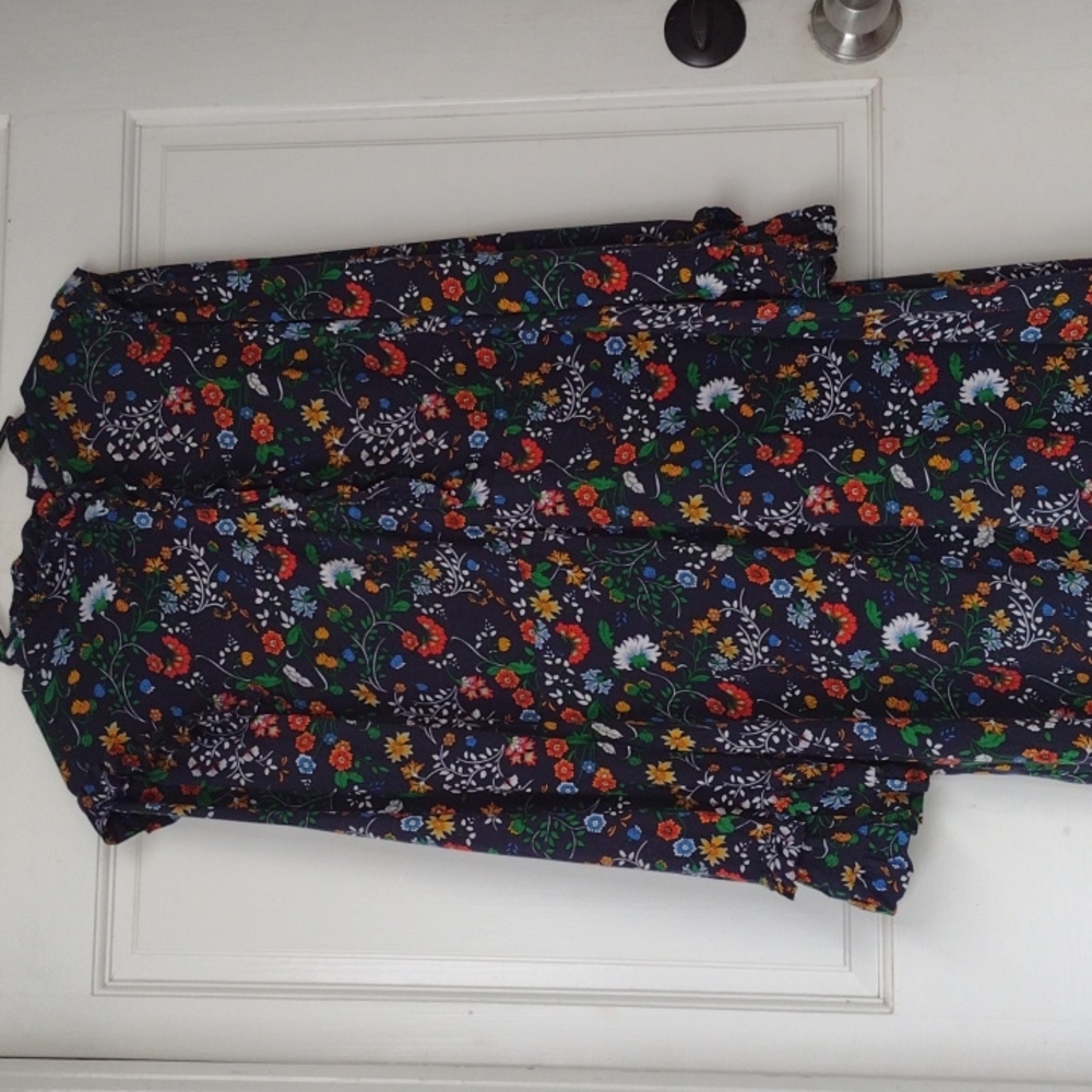 H & M Maxi floral double frill long sleeve dress